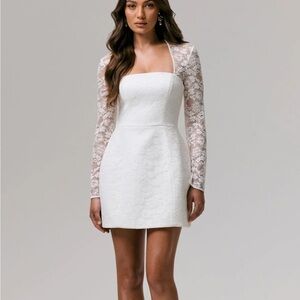 White Lace long sleeve mini Dress
